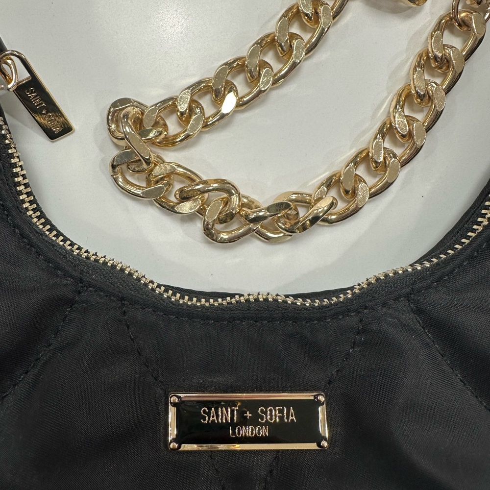Saint + Sofia Black and Gold Shoulder Bag